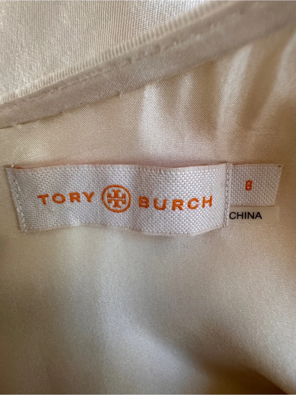 Tory Burch Cream Short-Sleeve Top with Red and Black Beaded Embroidery